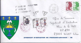 TAXE N° 111/110x2 S/L.DE POUGUES + TAXEE A NIORT/4.2.86 - 1960-.... Storia Postale