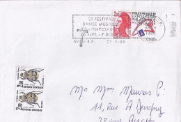 TAXE N° 107x2 S/L.DE AUCH + TAXEE A AUCH/29.8.88 - 1960-.... Storia Postale