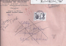 TAXE N° 106/111 S/L.DE AUCH + TAXEE A SAMATAN/5.5.88 + RETOUR - 1960-.... Lettres & Documents