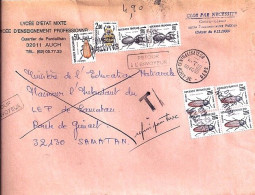 TAXE N° 103x4/104/106x2/107 S/L.DE AUCH + TAXEE A SAMATAN Par Griffe - 1960-.... Storia Postale