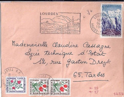 TAXE N° 97x2/101 S/L. DE LOURDES + TAXEE A TARBES/17.9.65 - 1960-.... Lettres & Documents