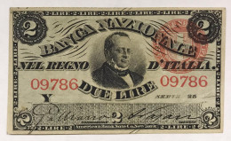 Banca Nazionale Nel Regno D'italia 2 Lire Cavour 25 07 1866 R Spl/sup Naturale  Lotto.1948 - [ 4] Vorläufige Ausgaben
