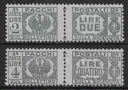 Italia Italy 1945 Luogotenenza Pacchi Postali Senza Fasci 2val Sa N.61,63 Nuovi MH * - Postpaketten