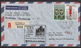 1982, Philippine Airlines, Erstflug, Genf UN - Manila Philippines - Posta Aerea