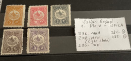 1909  Sultan Resad Stamps 1.plale Isfila 276,278,280,281,282 - Unused Stamps