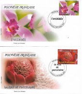 2 FDC POLYNESIE FRANCAISE 2003 ORCHIDDE ET ROSE DE PORCELAINE YVERT N°699/700 - Orchids