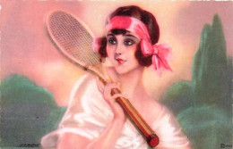 Sport - TENNIS - Illustrateur Léo Fontan -  Jeune Femme Au  Tennis  - Tennis
