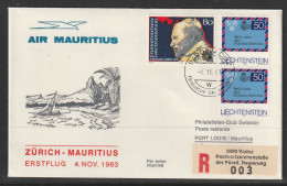 1983, Air Mauritius, Erstflug, Liechtenstein - Mauritius - Luftpost