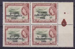 British Guiana 1967 SG. 422a, Mi. 248Xa, QE II. & Victoria Regia Water-Lilies Overprinted 4-Block ERROR Variety, MNH** - Guyana Britannica (...-1966)