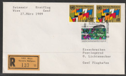 1989, Swissair, Erstflug, Wien UN - Genf - Storia Postale