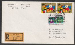 1989, Swissair, Erstflug, Wien UN - Genf - Covers & Documents