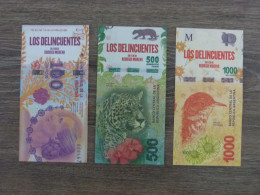 Lot De 3 Faux Billets Publicitaires Pour Le Film Los Delincuentes. Banco Central De La Republica Argentina. - Unclassified