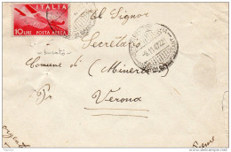 1947 LETTERA CON ANNULLO BOLZANO - FRANCOBOLLO BUCATO - Correo Aéreo