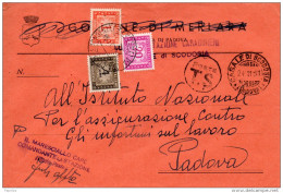 1951 LETTERA RACCOMANDATA  CON ANNULLO CASALE DI SCODOSIA  PADOVA - Postage Due