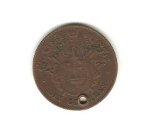 283/ CAMBODGE : Norodom 1er : 10 Centimes 1860 (malheureusement Trouée) - Kambodscha