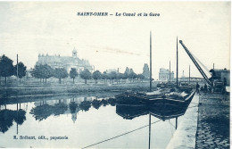 PENICHE    SAINT OMER   LE CANAL ET LA GARE - Hausboote