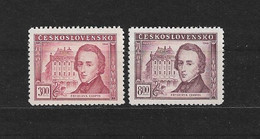 Czechoslovakia 1949 MNH ** Mi 581-582 Sc 389-390 F.Chopin. Tschechoslowakei - Neufs