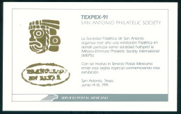 MEXICO 1991 TEXPEX Phil. Exh. Mexican Post Official Showcard, Mint NH, Rare Thus - Messico