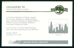 MEXICO 1990 CHICAGOPEX Phil. Exh. Mexican Post Official Showcard, Mint NH, Rare Thus - Messico