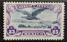 MEXICO 1929 25c EAGLE AIR Scott Type C3 Purple And Dk Blue, As Listed In Sanabria Air Catalog, Valid For Postage MH Hing - Messico