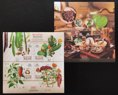 MEXICO 2020 FOODS Issue Nopal Cactii, Beans, Pepper, Amaranth 2 LTD. ED. BLOCS COLLECTOR, Mint NH Scarce - Messico