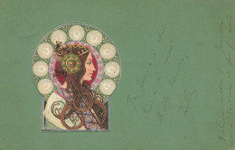 KIRCHNER MUCHA ? Jugendstil * CPA Illustrateur Raphael Kirchner Mucha ? Art Nouveau * Femme Médaillon Dorures - Mucha, Alphonse