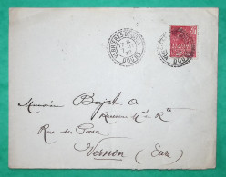 N°272 FEMME FACCHI CAD FB84 VERRIERES DE JOUX DOUBS POUR VERNON EURE 1932 LETTRE COVER FRANCE - 1903-60 Säerin, Untergrund Schraffiert