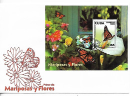 2 FDC CUBA 2003  PAPILLONS  YVERT N°B185 - Vlinders
