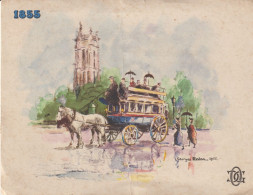 LIGNES OMNIBUS 1855  AUTOBUS 1955 ILLUSTRATION GEORGES REDON - Dun-sur-Auron