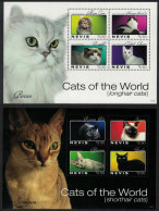 NEVIS  - 2011 - FAUNA - ANIMALS -  CAT - CATS - GATTI - 2 V - MNH - MINISHEET - - Domestic Cats