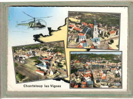 CPSM Dentelée (78) CHANTELOUP-les-VIGNES - Carte Colorisée De Multivues Aériennes à L'Hélicoptère - 1960 - Chanteloup Les Vignes