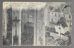 Voir Description. Corbie, 2 Cartes. Intérieur De L'église, Vue Sur La Rue Hersent / Maisons Bombardées Rue Bullot (18p33 - Corbie