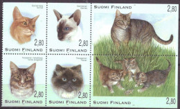 FINLAND  - 1995 - FAUNA - ANIMALS -  CAT - CATS - GATTI - 6 V - MNH - - Gatti