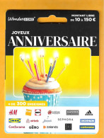 Carte Cadeau WONDER E-card - Joyeux ANNIVERSAIRE - 10 à 150€ - - Gift Cards