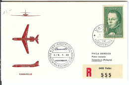LIECHTENSTEIN 1965: LSC Rec. De Vaduz à Varsovie (Pologne), 1er Vol Swissair Zürich-Varsovie - Poste Aérienne
