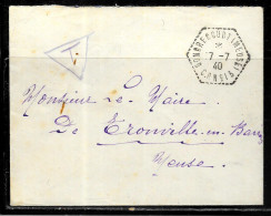 F378 - LETTRE NON AFFRANCHIE POUR LE MAIRE DE TRONVILLE OBLITEREE GONDRECOURT CP N° 13 - CACHET HEXAGONAL POINTILLE - Frankobriefe