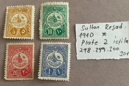 1910 Sultan Resad Stamps Plate 2 MH  Isfila 298-301 - Unused Stamps