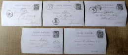 Lot De 5 Cartes Postales Entier Postaux 10c Type Sage. Carton Violet (Oblitération Du Gers) - Colecciones & Series: PAP