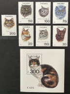 TANZANIA - 1992 - FAUNA - ANIMALS -  CAT - CATS - GATTI - 8 V - MNH - - Katten