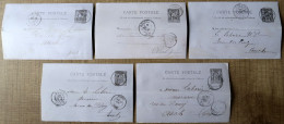 Lot De 5 Cartes Postales Entier Postaux 10c Type Sage. Carton Violet (Oblitération Du Gers) - Colecciones & Series: PAP