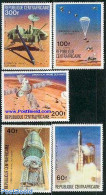 Central Africa 1976 Viking 5v, Mint NH, Sport - Transport - Parachuting - Space Exploration - Paracadutismo