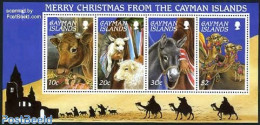 Cayman Islands 1995 Christmas S/s, Mint NH, Nature - Religion - Animals (others & Mixed) - Camels - Cattle - Horses - .. - Noël