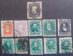 BRASILE 1863 EMPEROR DON PEDRO + STOCK LOT MIX 56 SCANNERS OBLITERE MNH +FISCAL TAXE AIRMAIL - Gebraucht