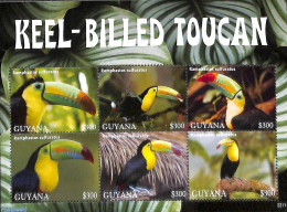 Guyana 2022 Keel-Billed Toucan 6v M/s, Mint NH, Nature - Birds - Toucans - Guyana (1966-...)