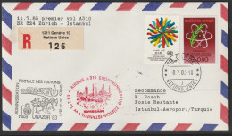 1983, Swissair, Erstflug, Genf UN - Istanbul Turkye - Erst- U. Sonderflugbriefe