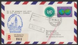 1983, Swissair, Erstflug, Genf UN - London UK - First Flight Covers