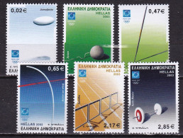 GREECE 2003 Athens 2004 7 Th Issue Sports Equipment Complete MNH Set Vl. 2161 / 2166 - Nuevos