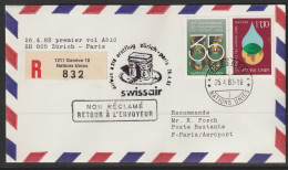 1983, Swissair, Erstflug, Zürich - Genf UN - Paris - Erst- U. Sonderflugbriefe