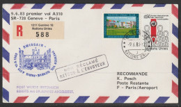 1983, Swissair, Erstflug, Genf UN - Paris - Erst- U. Sonderflugbriefe