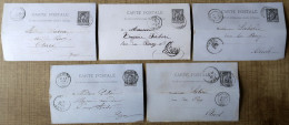 Lot De 5 Cartes Postales Entier Postaux 10c Type Sage. Carton Violet (Oblitération Du Gers) - Konvolute: Ganzsachen & PAP